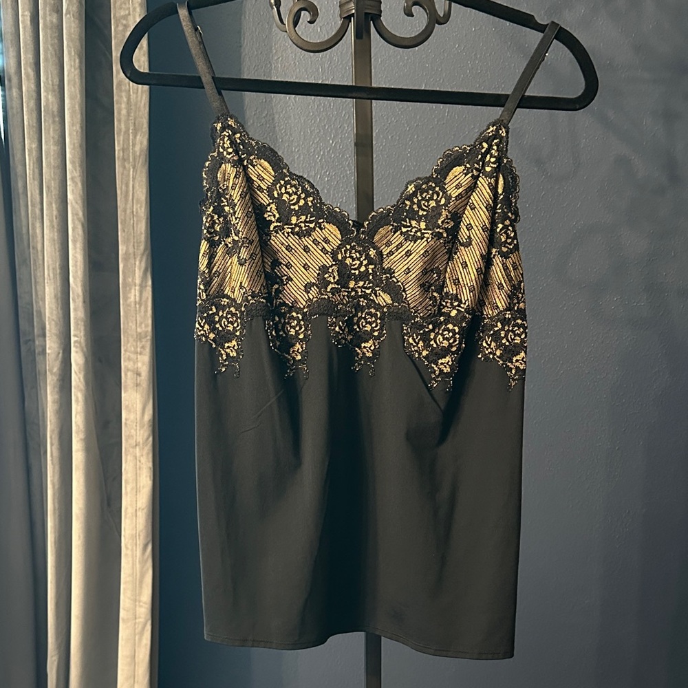Soma Black and Gold Lace Camisole